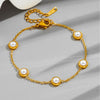 Classic Pearl Charm Gold Bracelet