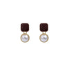 Maroon Gold Plated Cubic Drop Earring
