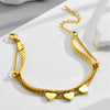 Golden Heart Charm Dual Chain Bracelet