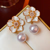 Pack Of 2 White -Green Flower Earring