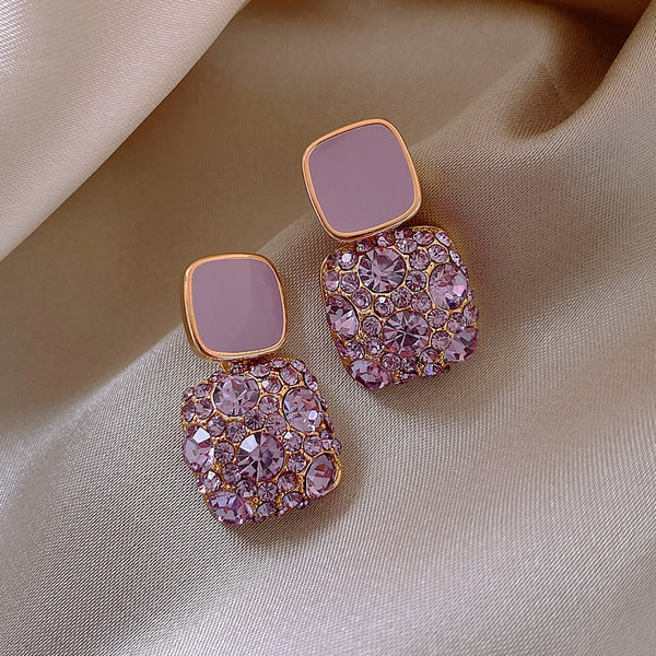 Combo Of 2 Purple Crystal Floral Earring