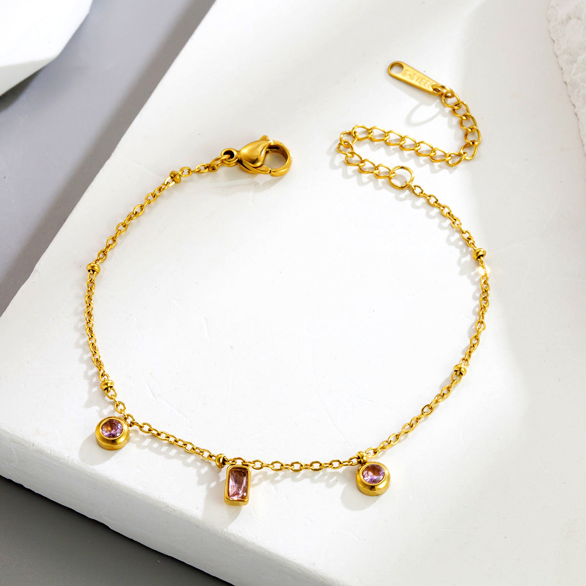 Golden pink stone exclusive bracelet