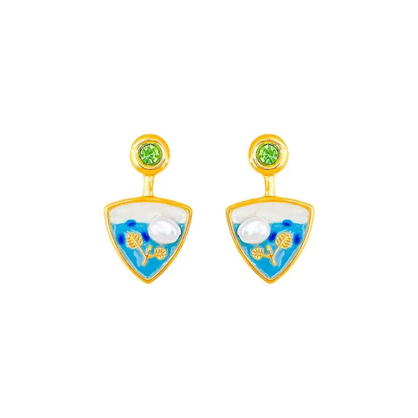Triangle blue & white Dangler Earrings