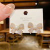 New Bow Shaped Pearl Zircon Stud Earrings