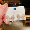 New Bow Shaped Pearl Zircon Stud Earrings