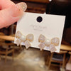 New Bow Shaped Pearl Zircon Stud Earrings