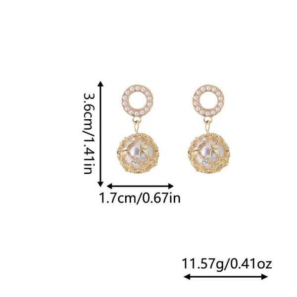 Trendy gold Cage Ball Drop Earrings