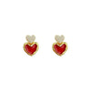 Burgundy Red Enamel Heart Earrings