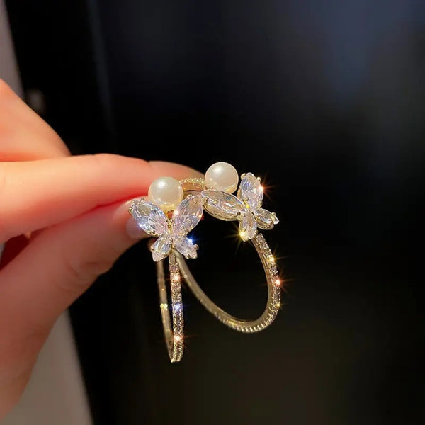 Crystal Circle Bow Earrings