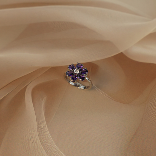 Love purple flower ring