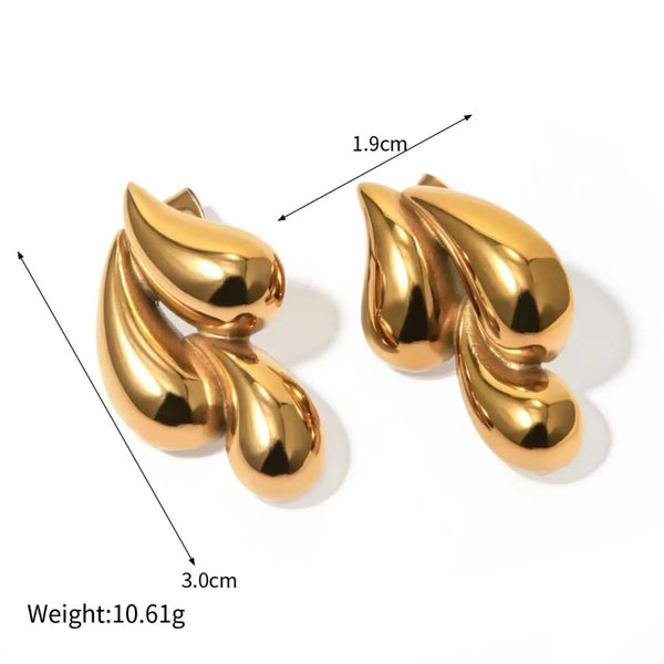 Anti Tarnish Three Eye Drop Stud Earring