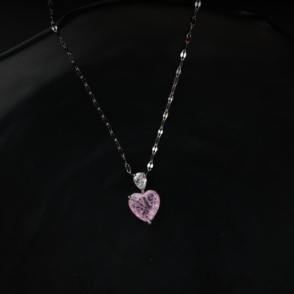 Love pink heart necklace