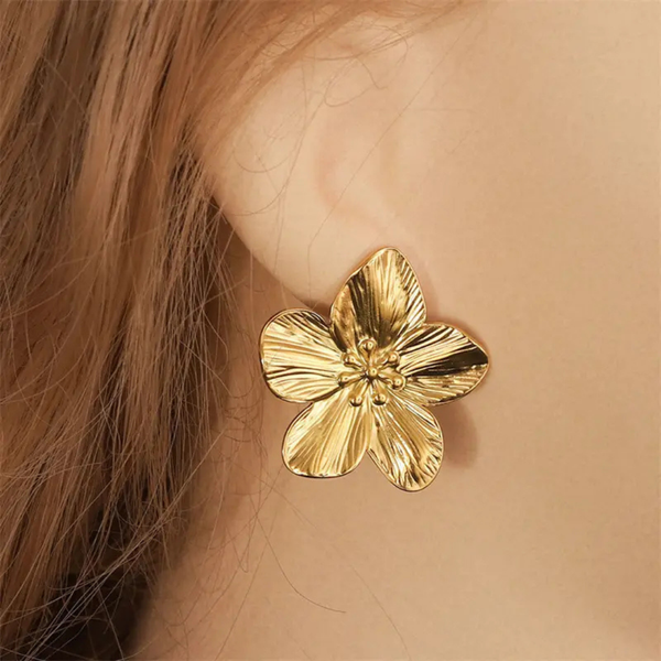 Anti Tarnish Big Flower Stud Earring