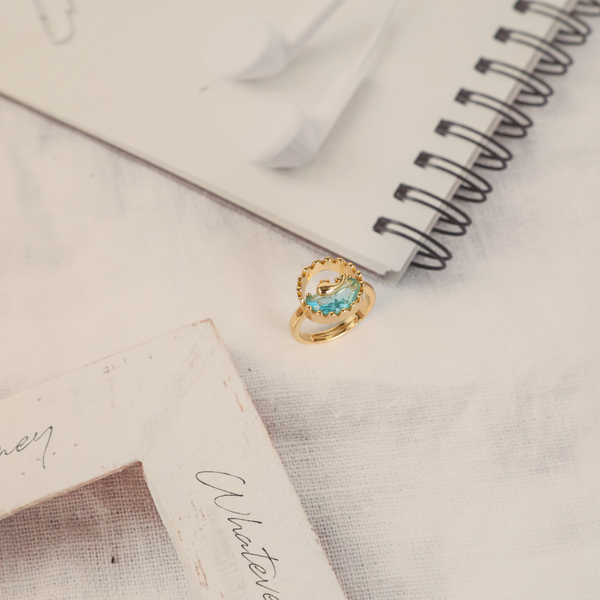 Love gold dolphin ring