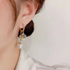 Pearl flower long tassel earring