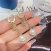 Pearl flower long tassel earring