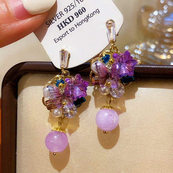 Purple crystal earrings