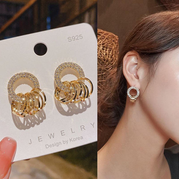 Rhinestone Circle Decor Earrings