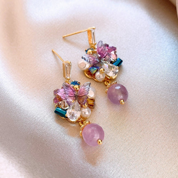 Purple crystal earrings