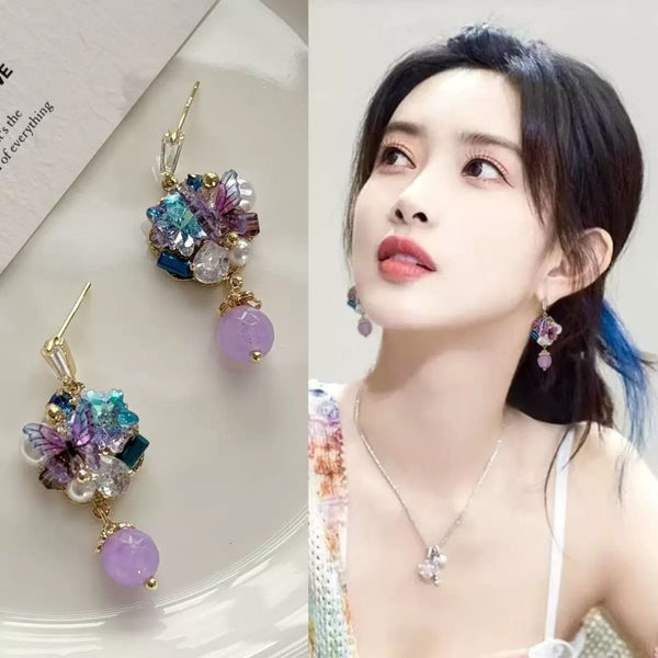 Purple crystal earrings