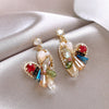Multi Gem Heart Shape Earrings