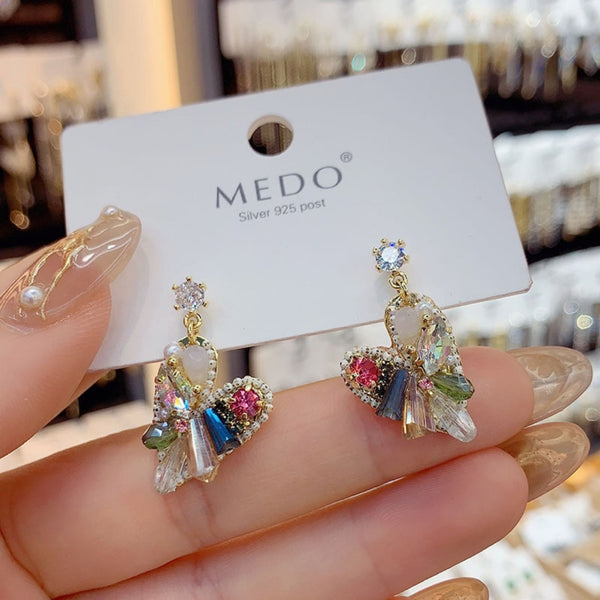 Multi Gem Heart Shape Earrings