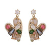 Multi Gem Heart Shape Earrings