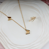 Love Gold Plated Butterfly Necklace, Ring Set