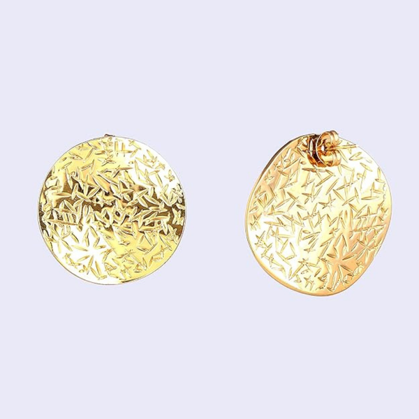Anti Tarnish Big Disc Style Stud Earring