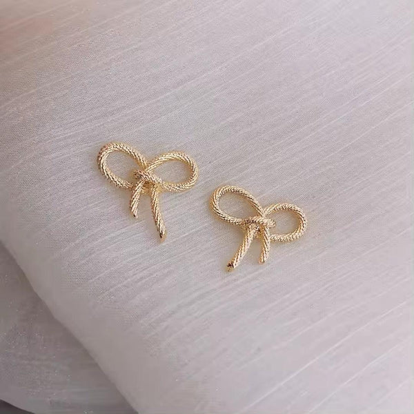 Gold Bow Knot Stud Earrings