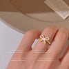 Gold Bow Ring With White Pearl