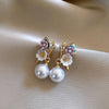 Flower pearl dangle earrings