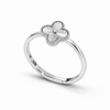 S925 Silver Clover Bloom Adjustable Ring