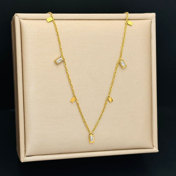 Golden Tone Square Tassel Necklace