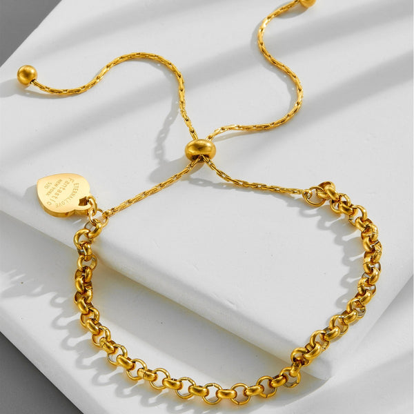 Elegant Gold Plated Bracelet With Heart
