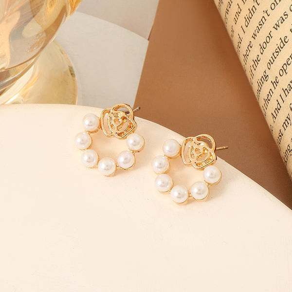 Combo Of 2 Fancy Goden Hoop & Pearl Erring