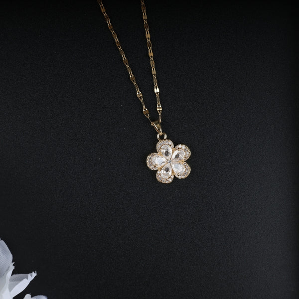 White Flower Five Petals Necklace