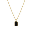 Gold Black Rectangle Stone Necklace