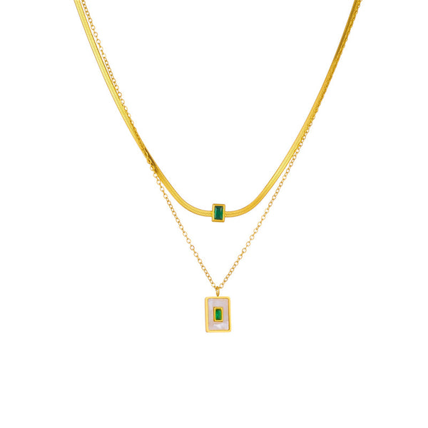 Cubic Zirconia Necklace Green Stones