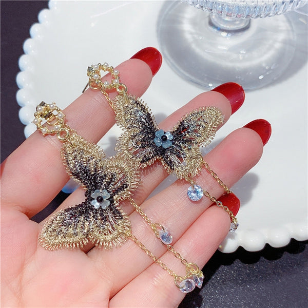 Butterfly Fringe Long Earring