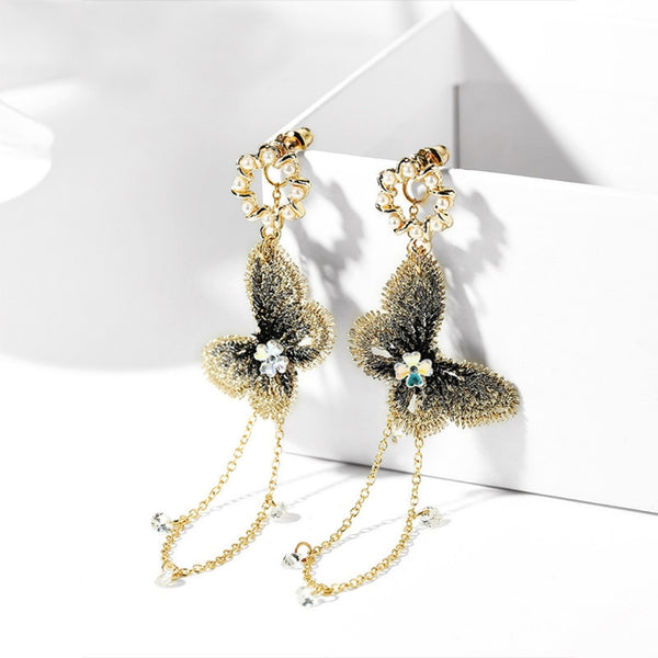 Butterfly Fringe Long Earring