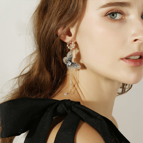 Butterfly Fringe Long Earring