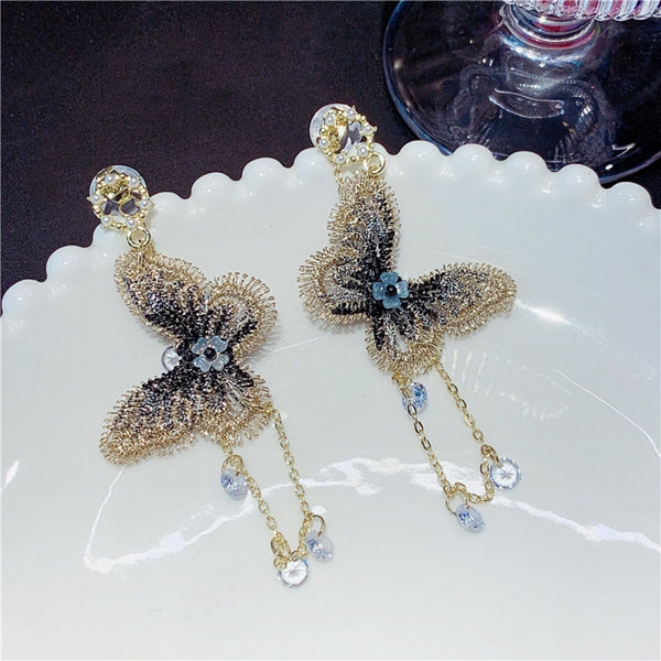 Butterfly Fringe Long Earring