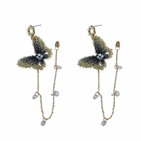 Butterfly Fringe Long Earring