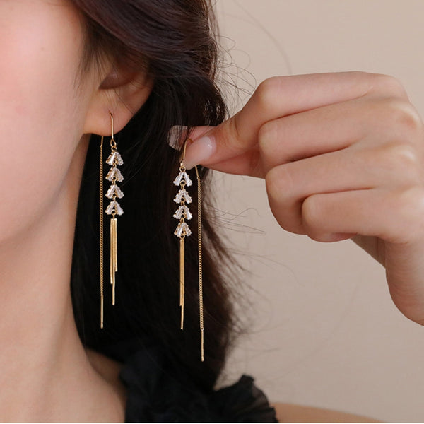 Gold elegant wheat earring