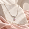S925 Silver Pink Teardrop Crystal Pendant Necklace