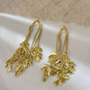 Gold Drop Flower Leaf Earrings