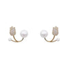 Gold Plated Mini Rose Pearl Stud Earring