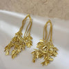 Gold Drop Flower Leaf Earrings