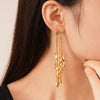 Gold Drop Flower Leaf Earrings
